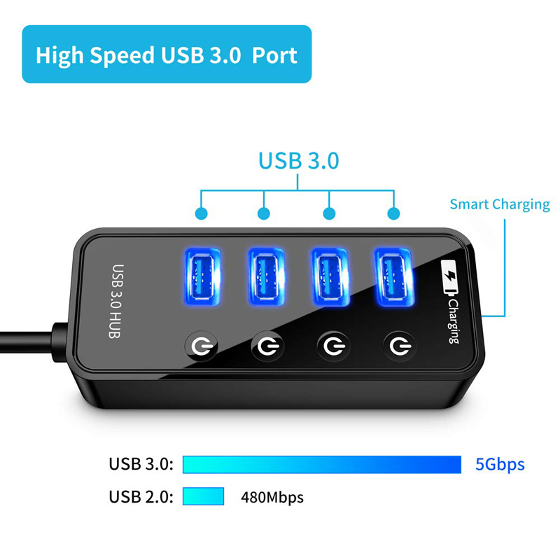 USB hub 3.0 4 portas carregado - Laptop Lock Cable avaliação e preço